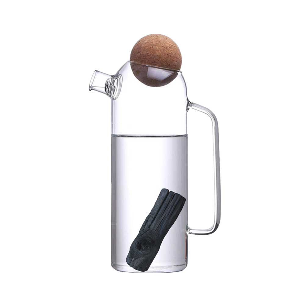 Carafe filtrante en verre + 1 bâton de charbon végétal français-1