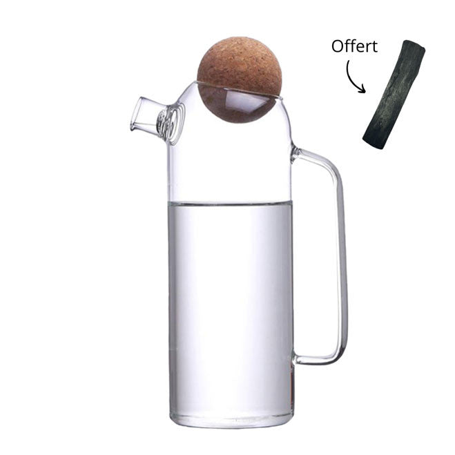 Carafe filtrante en verre + 1 bâton de charbon végétal français-0