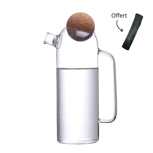 Carafe filtrante en verre + 1 bâton de charbon végétal français-0